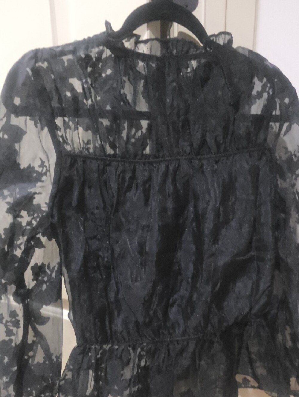 Marc New York Black Sheer Ruffled Blouse - Picture 5 of 6